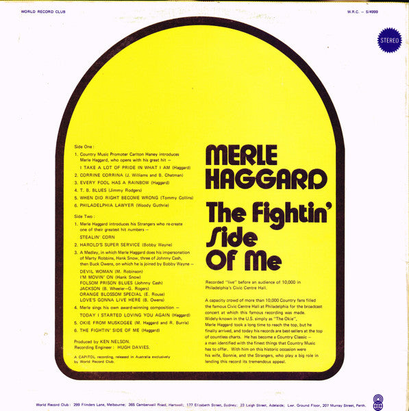 Merle Haggard – The Fightin' Side Of Me LP vinyl record, image 2 of 4