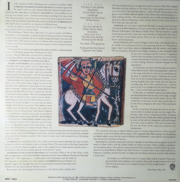 Paul Simon – Graceland LP vinyl record, image 2 of 6