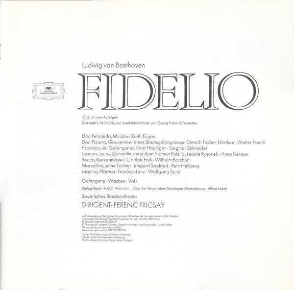 Ludwig van Beethoven, Leonie Rysanek, Irmgard Seefried, Kieth Engen, Dietrich Fischer-Dieskau, Ernst Haefliger, Gottlob Frick, Friedrich Lenz, Bayerisches Staatsorchester, Ferenc Fricsay – Fidelio (2xLP) LP vinyl record, image 4 of 8