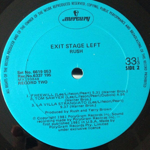 Rush – Exit...Stage Left (2xLP) LP vinyl record, image 8 of 8