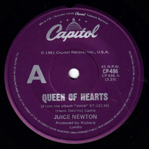 Juice Newton – Queen Of Hearts 7" vinyl record, image 1 of 2