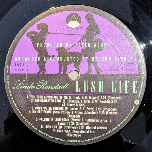 Linda Ronstadt, Nelson Riddle And His Orchestra – Lush Life LP vinyl record, image 4 of 7