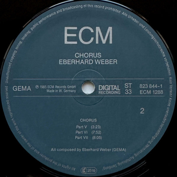 Eberhard Weber – Chorus LP vinyl record, image 4 of 4