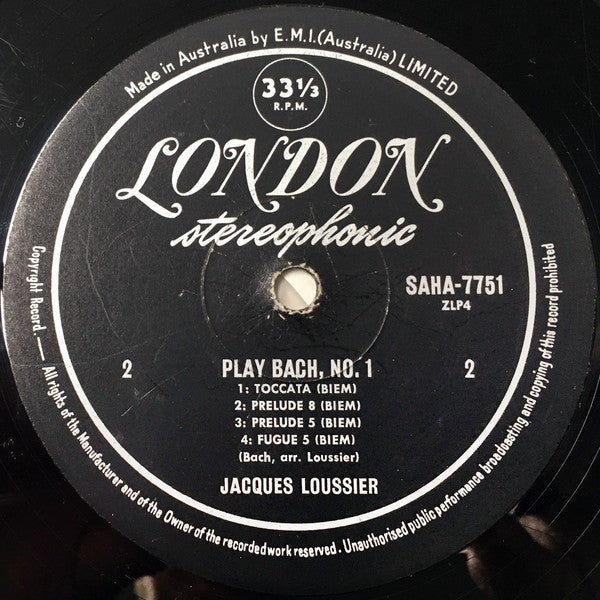 Jacques Loussier, Christian Garros, Pierre Michelot – Play Bach No. 1 LP vinyl record, image 4 of 4