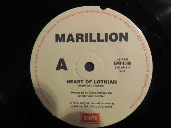 Marillion – Heart Of Lothian 7" vinyl record, image 3 of 4