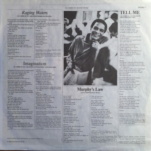 Al Jarreau – High Crime LP vinyl record, image 6 of 6