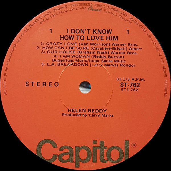 Helen Reddy – I Don't Know How To Love Him LP vinyl record, image 3 of 4