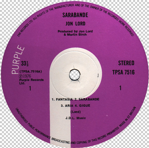 Jon Lord – Sarabande LP vinyl record, image 6 of 6