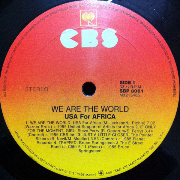 USA For Africa – We Are The World LP vinyl record, image 4 of 6
