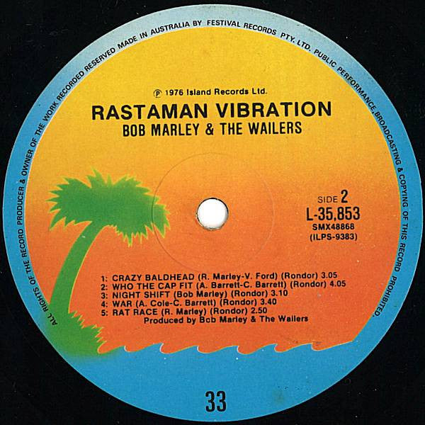 Bob Marley & The Wailers – Rastaman Vibration LP vinyl record, image 4 of 4