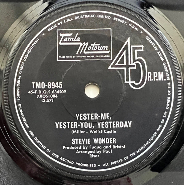 Stevie Wonder – Yester-Me, Yester-You, Yesterday 7" vinyl record, image 1 of 2