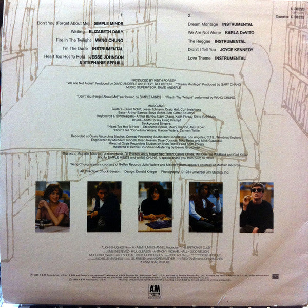 Various – The Breakfast Club (Original Motion Picture Soundtrack) LP vinyl record, image 2 of 4