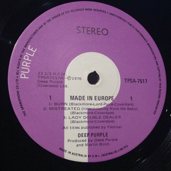 Deep Purple – Made In Europe LP vinyl record, image 7 of 7