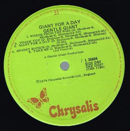 Gentle Giant – Giant For A Day LP vinyl record, image 4 of 4