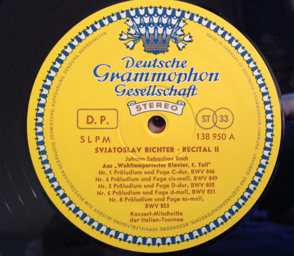 Sviatoslav Richter, Johann Sebastian Bach, Franz Schubert, Robert Schumann, Sergei Rachmaninoff, Sergei Prokofiev – Recital II LP vinyl record, image 3 of 4