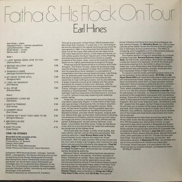Earl Hines – Fatha & His Flock On Tour LP vinyl record, image 2 of 7