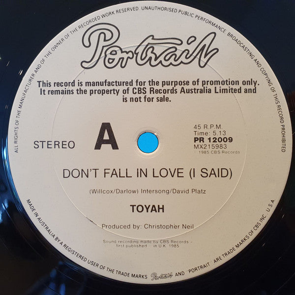 Toyah – Don't Fall In Love (I Said) 12" vinyl record, image 4 of 7