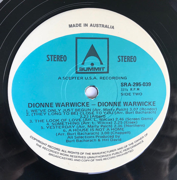 Dionne Warwick – The Best Of Dionne Warwicke LP vinyl record, image 4 of 4