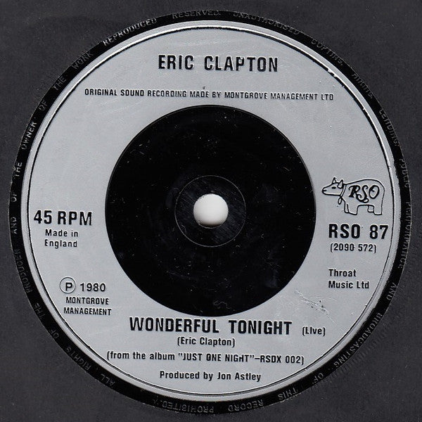 Derek & The Dominos, Eric Clapton – Layla / Wonderful Tonight (Live Version) 7" vinyl record, image 4 of 4