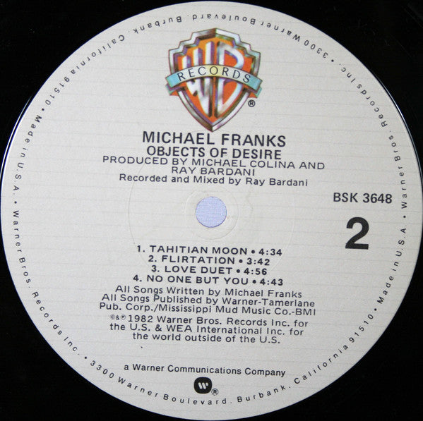 Michael Franks – Objects Of Desire LP vinyl record, image 4 of 6