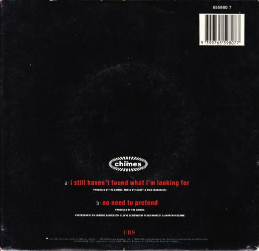 The Chimes – I Still Haven't Found What I'm Looking For 7" vinyl record, image 2 of 5