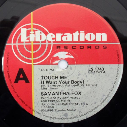 Samantha Fox – Touch Me (I Want Your Body) 7" vinyl record, image 1 of 4