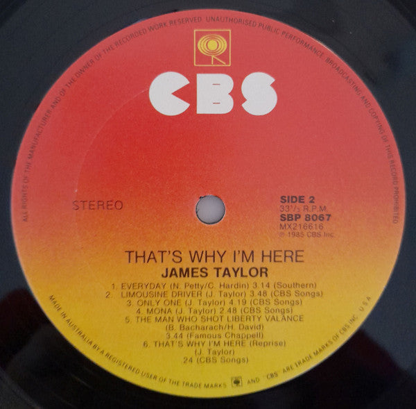 James Taylor – That's Why I'm Here LP vinyl record, image 4 of 6