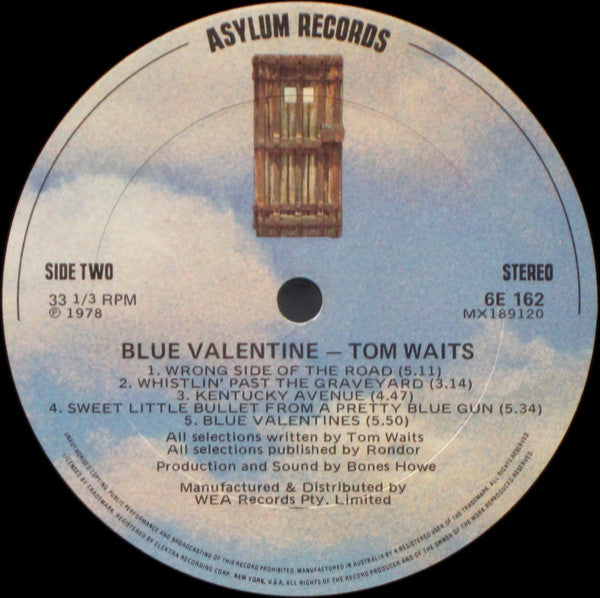 Tom Waits – Blue Valentine LP vinyl record, image 5 of 5