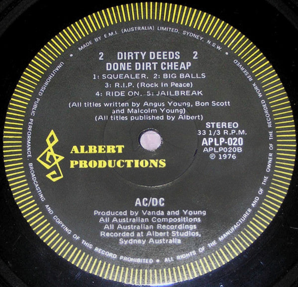 AC/DC – Dirty Deeds Done Dirt Cheap LP vinyl record, image 4 of 4