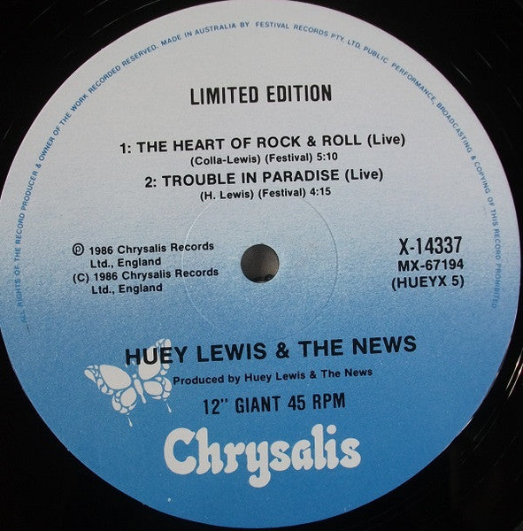 Huey Lewis & The News – Stuck With You 12" vinyl record, image 4 of 4