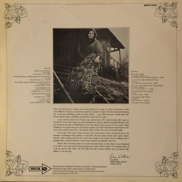 Loretta Lynn – One's On The Way LP vinyl record, image 2 of 4