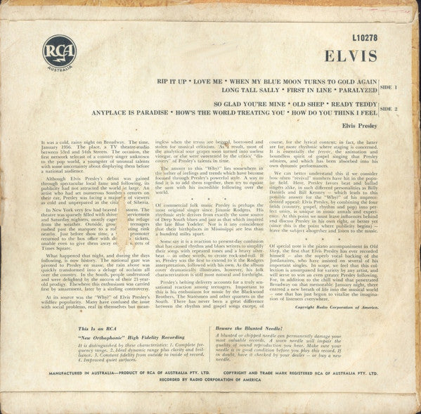 Elvis Presley – Elvis LP vinyl record, image 2 of 5