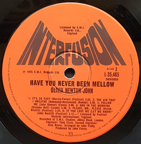 Olivia Newton-John – Have You Never Been Mellow LP vinyl record, image 4 of 4