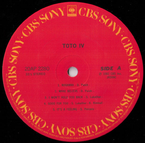Toto – Toto IV LP vinyl record, image 4 of 10