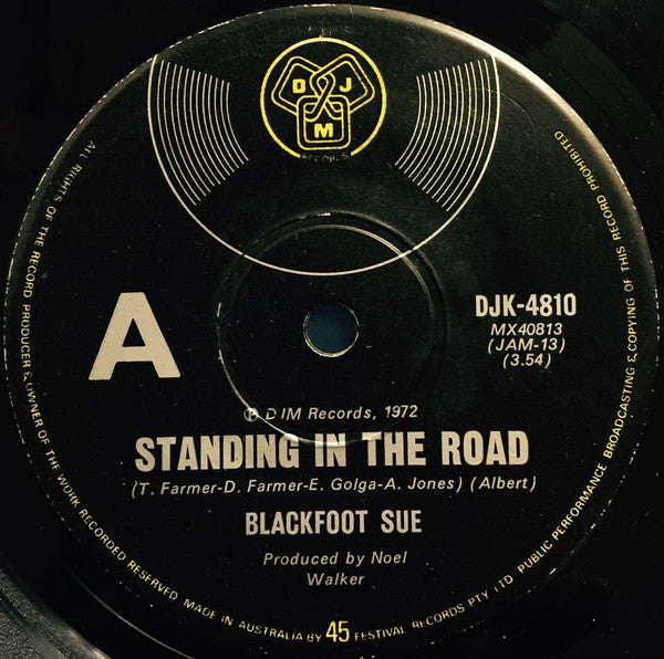 Blackfoot Sue – Standing In The Road 7" vinyl record, image 1 of 2