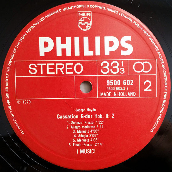 Joseph Haydn, I Musici, Pina Carmirelli, Maria Teresa Garatti – Concerto Per Violino E Cembalo Hob. XVIII:6 / Cassation Hob. II:2 LP vinyl record, image 4 of 5