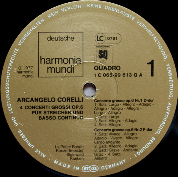 Arcangelo Corelli, La Petite Bande, Sigiswald Kuijken – Concerti Grossi Opus 6, 1-4 LP vinyl record, image 3 of 4