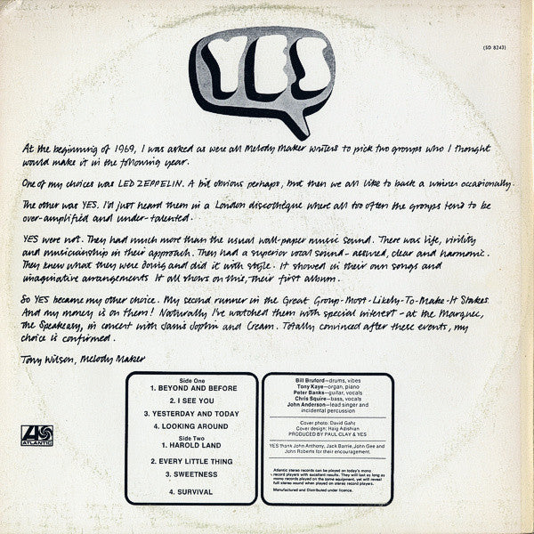 Yes – Yes LP vinyl record, image 2 of 4