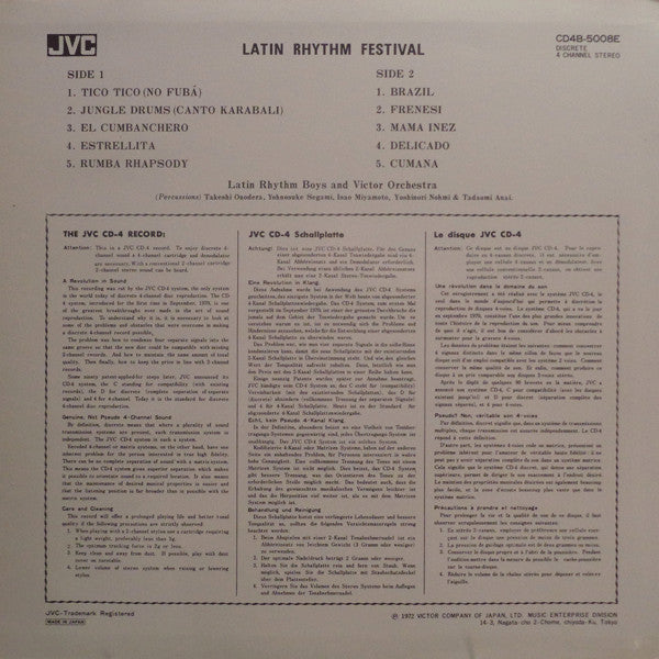 Latin Rhythm Boys, Victor Orchestra – Latin Rhythm Festival LP vinyl record, image 2 of 4