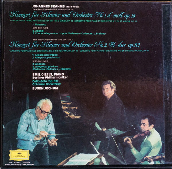 Johannes Brahms, Emil Gilels, Berliner Philharmoniker, Eugen Jochum – Die Klavierkonzerte • The Piano Concertos • Les Concertos Pour Piano (2xLP) LP vinyl record, image 2 of 10