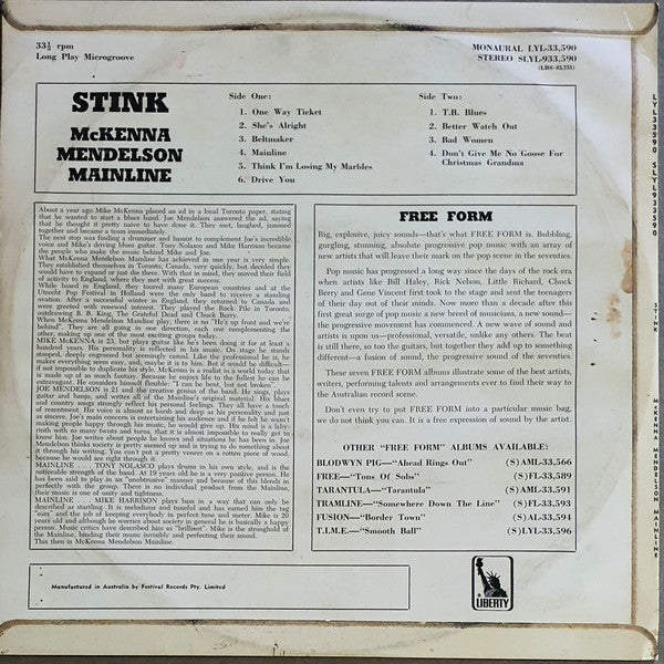 McKenna Mendelson Mainline – Stink LP vinyl record, image 2 of 4