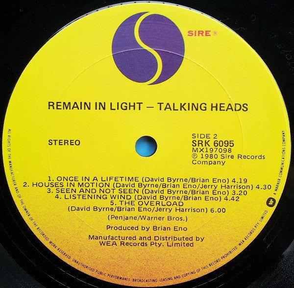 Talking Heads – Remain In Light LP vinyl record, image 8 of 8