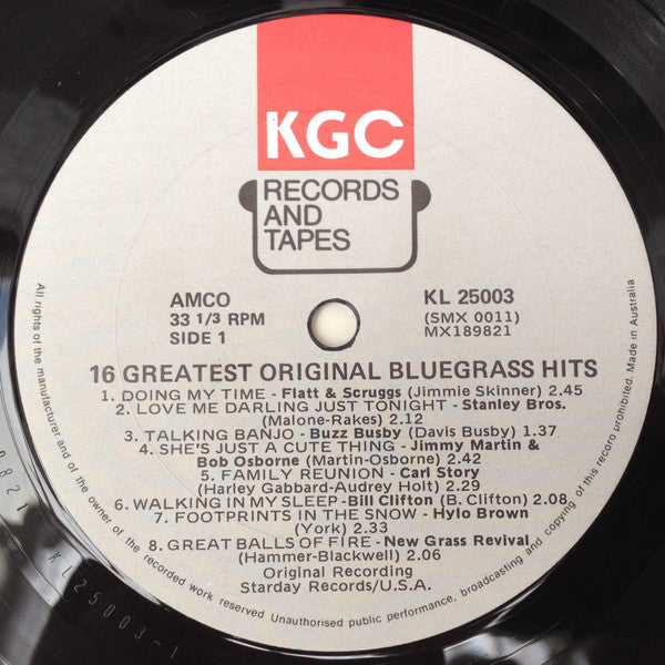 Various – 16 Greatest Original Bluegrass Hits LP vinyl record, image 3 of 4