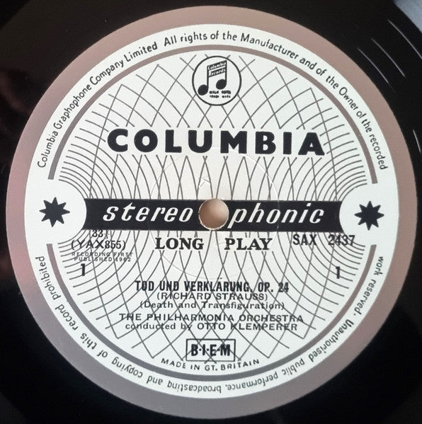 Richard Strauss, Otto Klemperer, Philharmonia Orchestra – Death And Transfiguration / Metamorphosen LP vinyl record, image 2 of 4