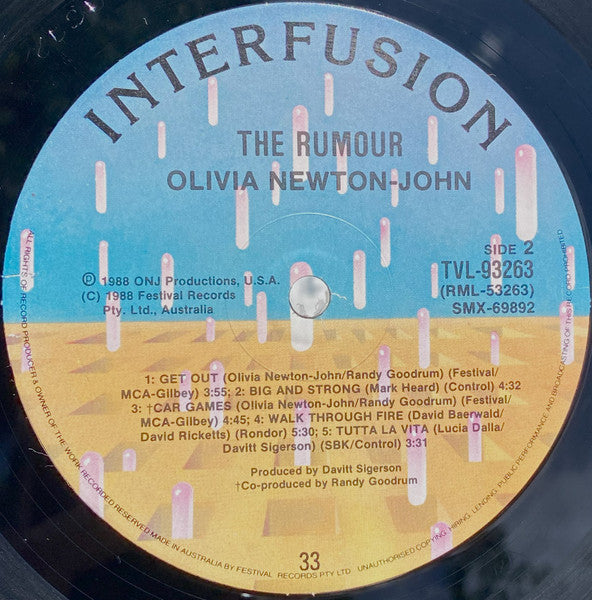 Olivia Newton-John – The Rumour LP vinyl record, image 5 of 5