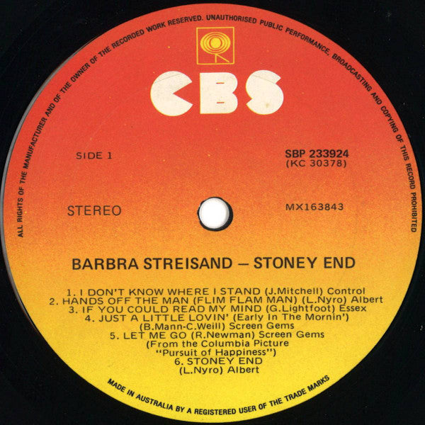 Barbra Streisand – Stoney End LP vinyl record, image 3 of 4