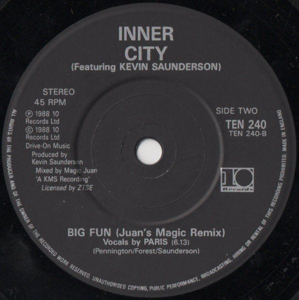 Inner City – Big Fun 7" vinyl record, image 4 of 4