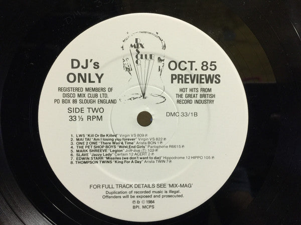 Various – October 85 - Previews LP vinyl record, image 4 of 4