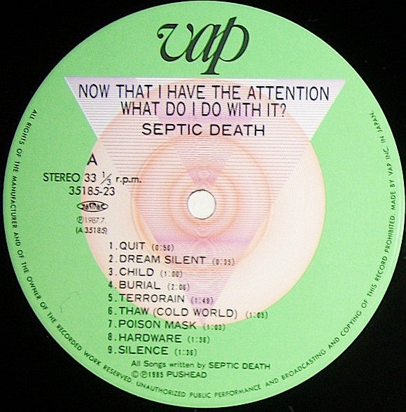 Septic Death – Now That I Have The Attention What Do I Do With It? LP vinyl record, image 3 of 7