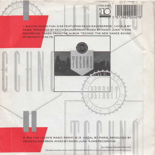 Inner City – Big Fun 7" vinyl record, image 2 of 4